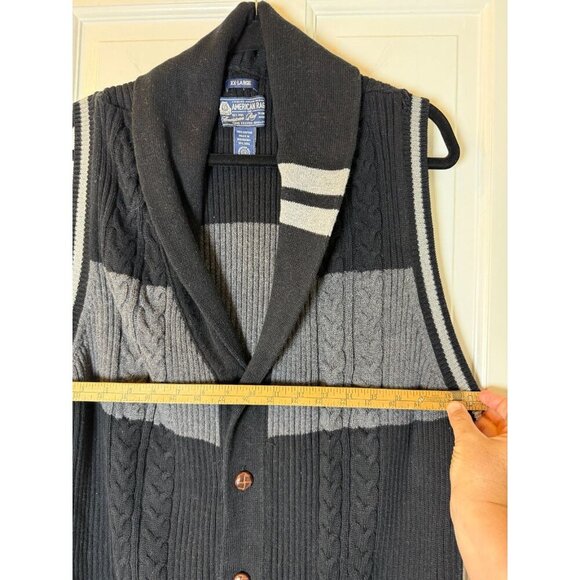 American Rag Cie Men's Sweater Grey & Black Sweater Vest with Wood Buttons XXL - Picture 12 of 12